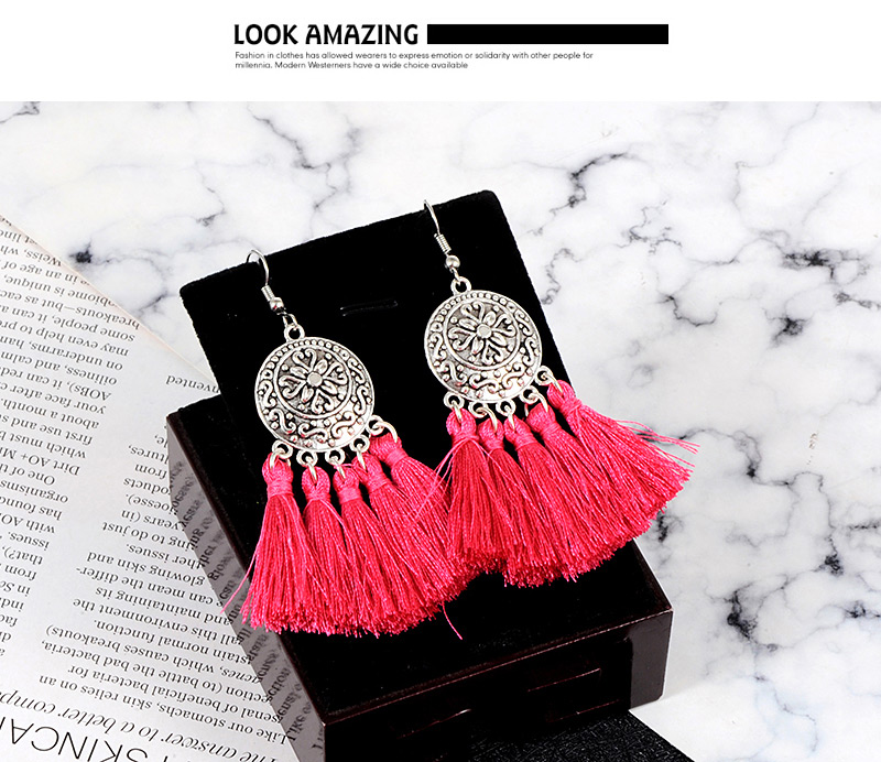 Fashion Pink Tassel&disc Decorated Earrings,Drop Earrings