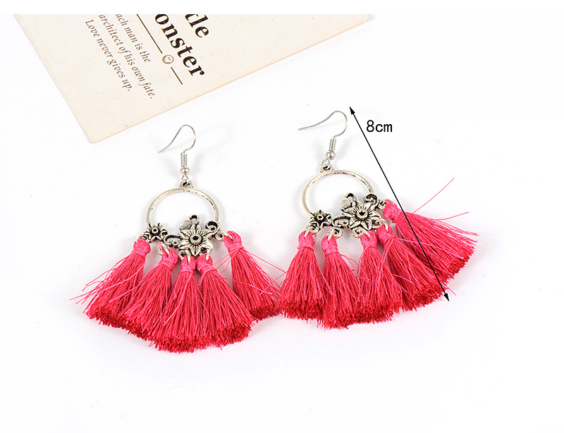 Fashion Plum Red Tassel Decorated Earrings,Drop Earrings