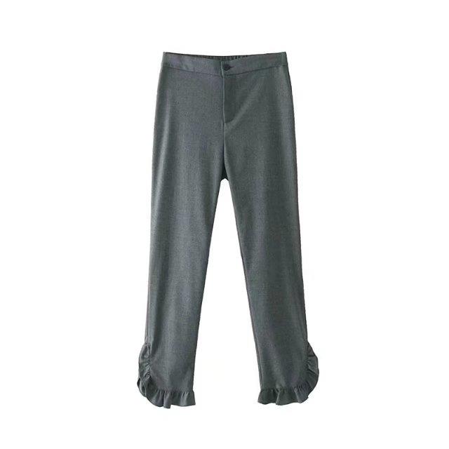 Fashion Gray Pure Color Decorated Trousers,Pants