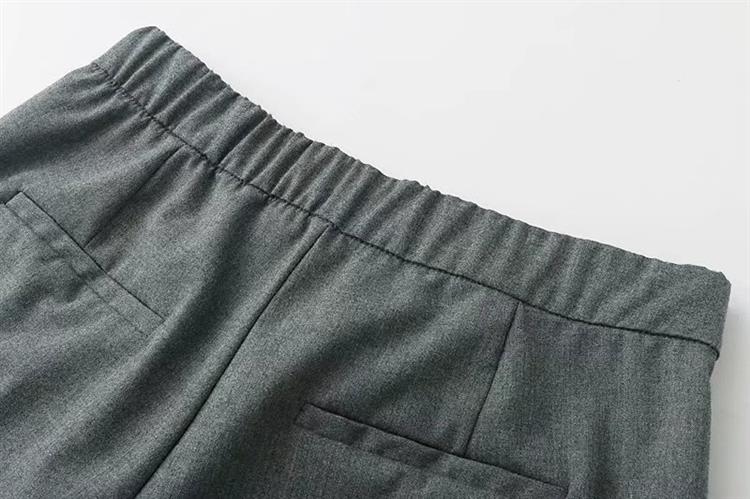 Fashion Gray Pure Color Decorated Trousers,Pants