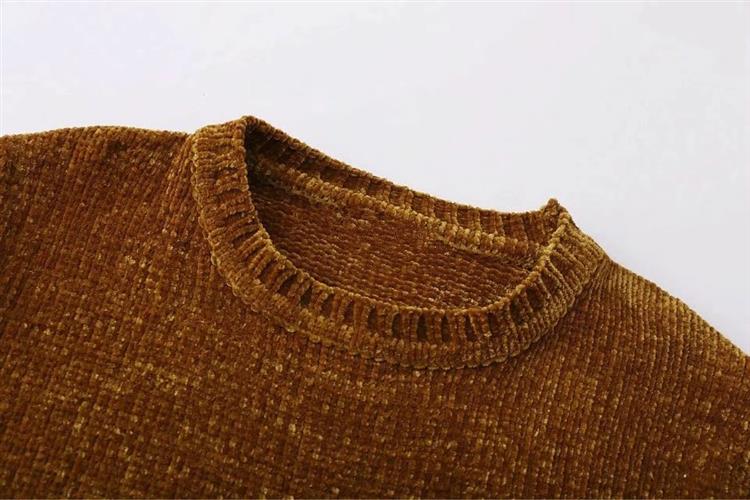 Fashion Coffee Pure Color Deocrated Sweater,Sweater