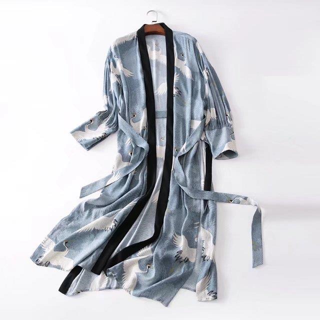 Fashion Blue Crane Pattern Decorated Coat,Coat-Jacket