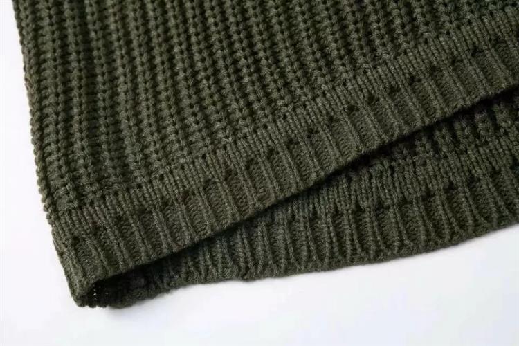 Fashion Olive Green Pure Color Decorated Sweater,Sweater