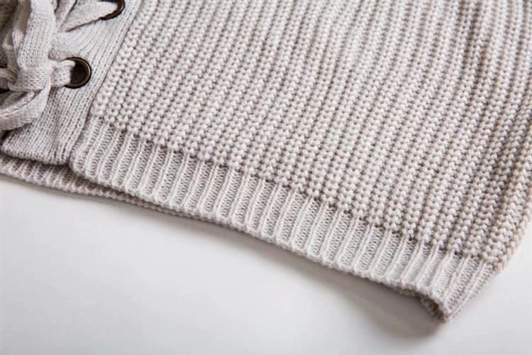 Fashion Gray Bandage Decorated Sweater,Sweater