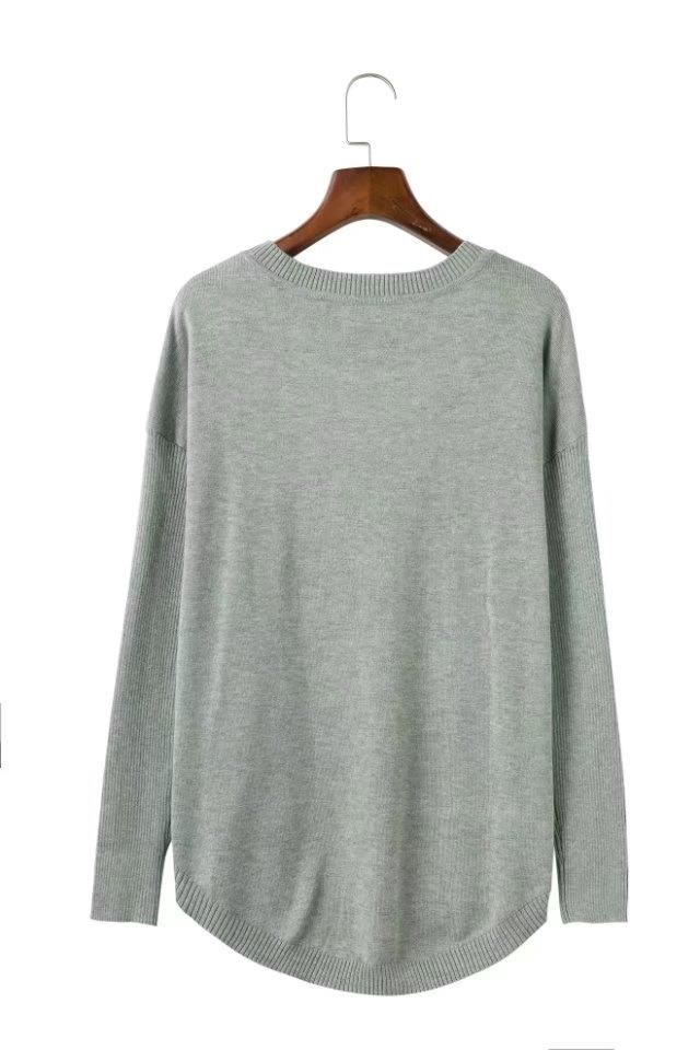 Fashion Gray Pure Color Decorated Sweater,Sweater