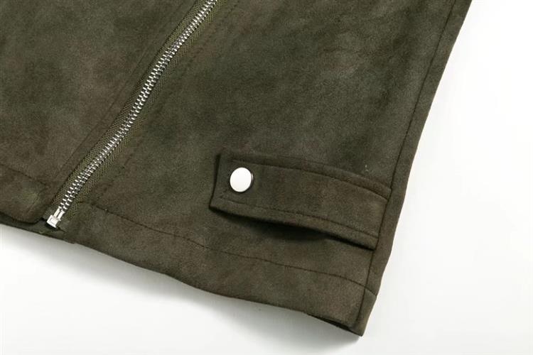 Fashion Olive Green Zipper Decorated Coat,Coat-Jacket