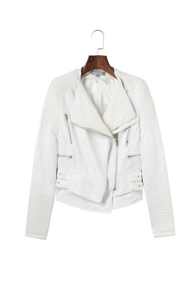 Fashion White Zipper Decorated Coat,Coat-Jacket
