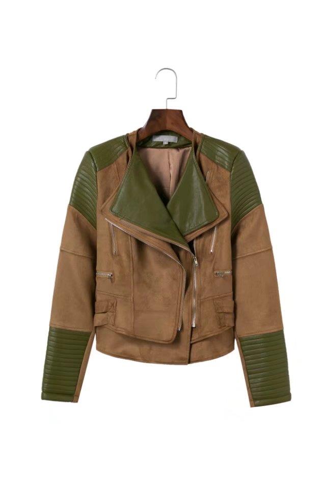 Fashion Brown Zipper Decorated Coat,Coat-Jacket