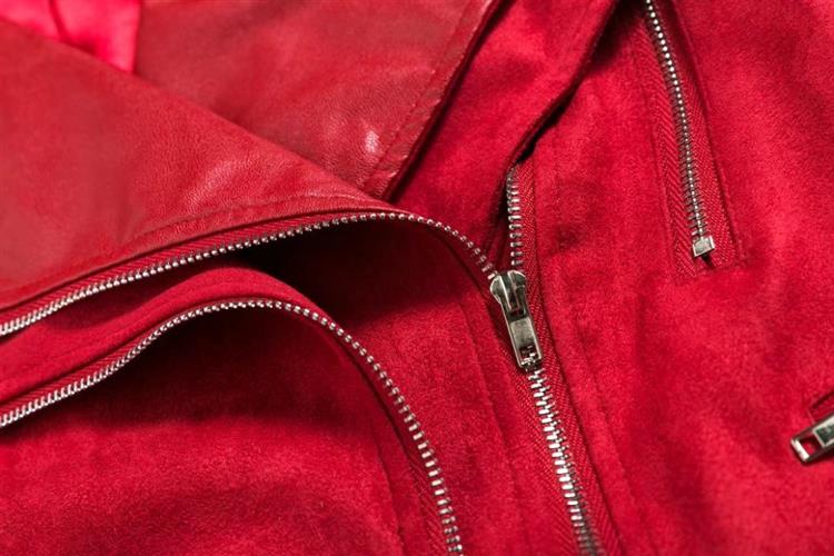 Fashion Red Zipper Decorated Coat,Coat-Jacket