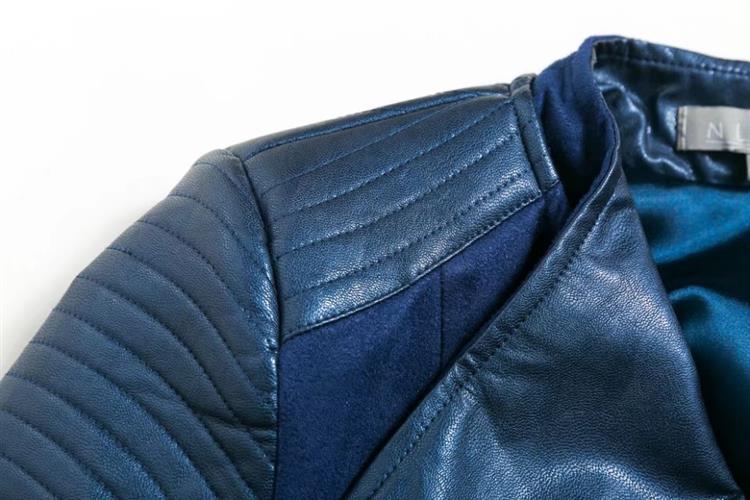 Fashion Navy Zipper Decorated Coat,Coat-Jacket