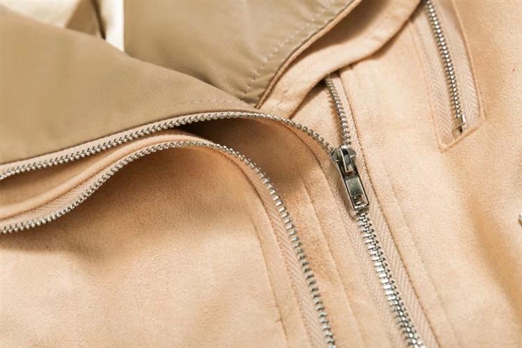Fashion Khaki Zipper Decorated Coat,Coat-Jacket