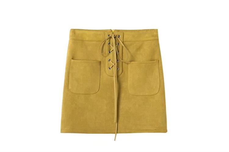 Fashion Yellow Bandage Decorated Skirt,Skirts