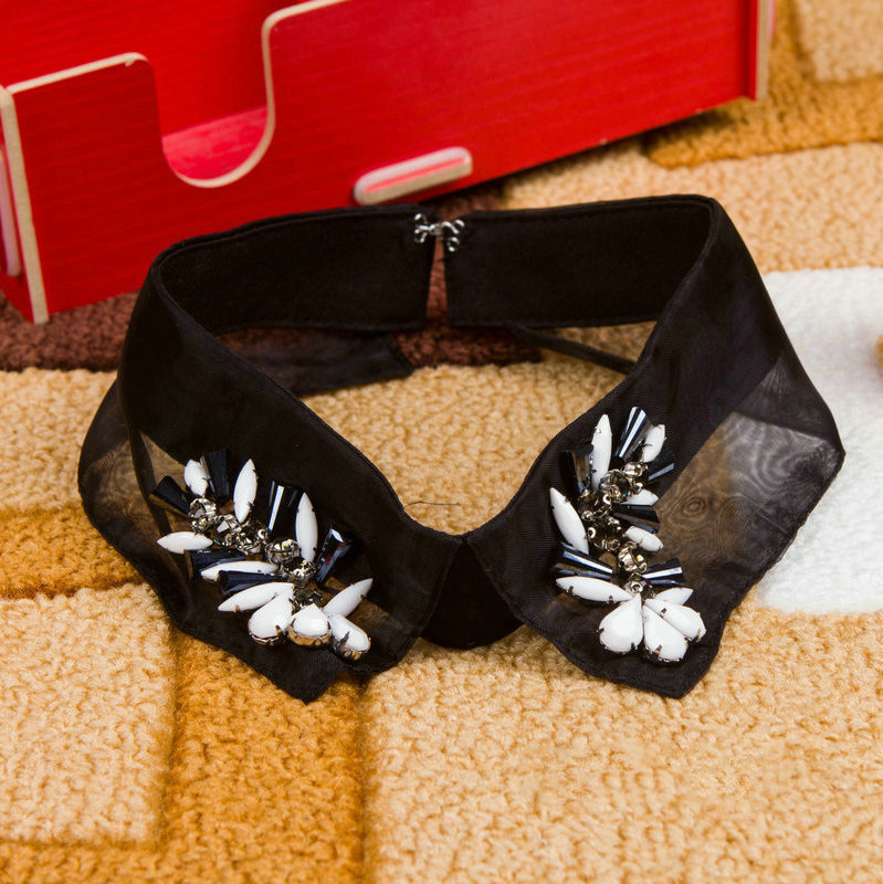Fashion Black Flower Shape Decorated Fake Collar,Thin Scaves