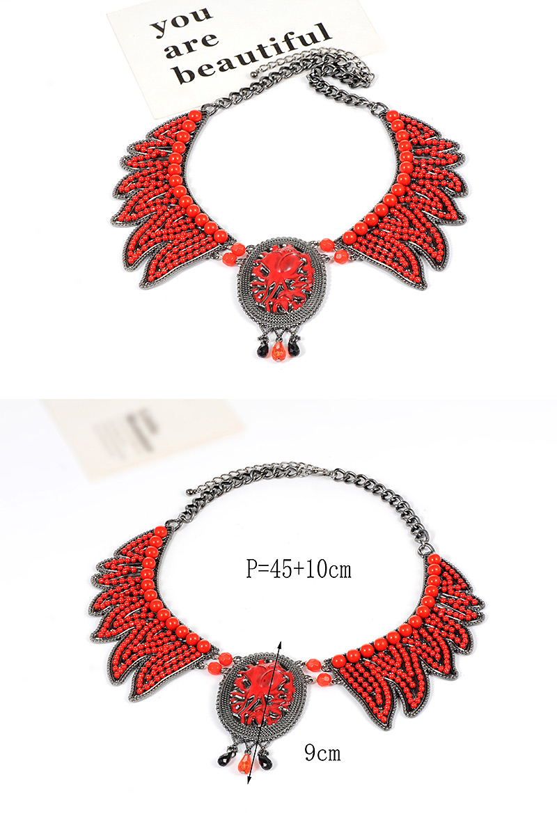 Fashion Red Bead Decorated Necklace,Bib Necklaces