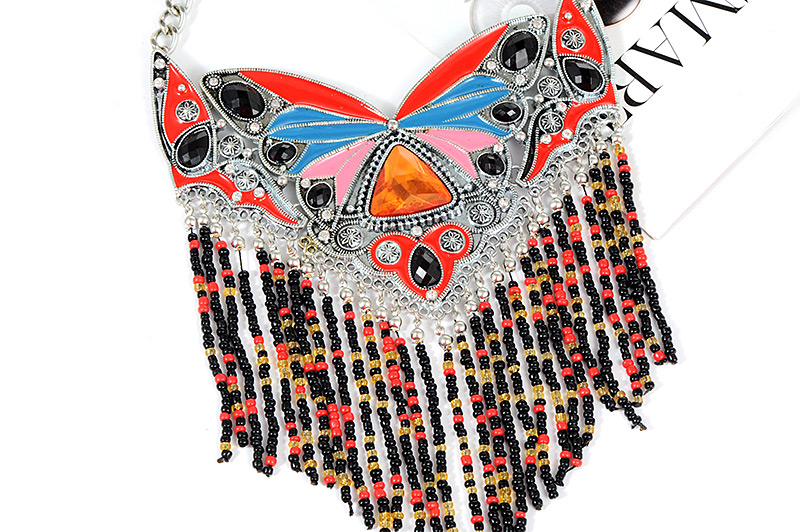 Fashion Red Butterfly Shape Decorated Necklace,Beaded Necklaces