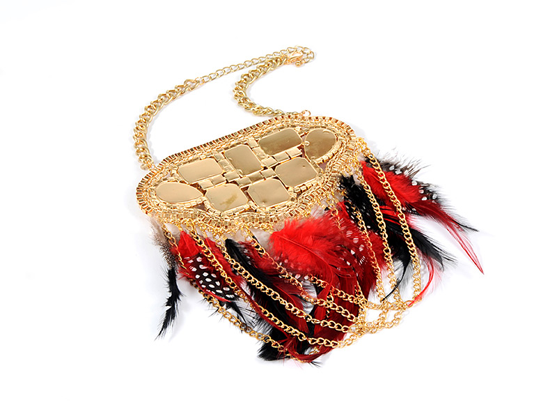Fashion Red Feather Decorated Necklace,Multi Strand Necklaces