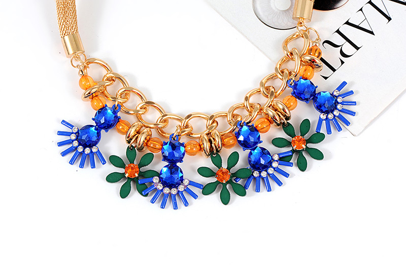 Fashion Blue Flower Shape Decorated Necklace,Bib Necklaces