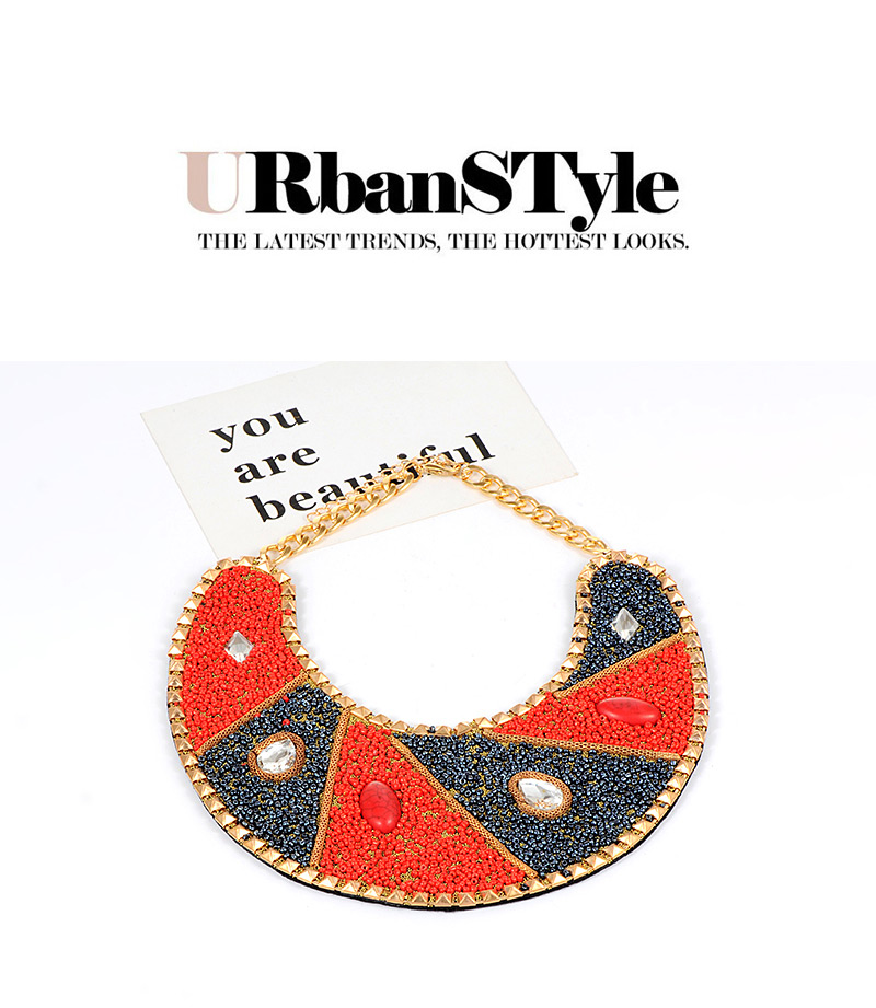 Fashion Red+black Water Drop Shape Decorated Necklace,Bib Necklaces