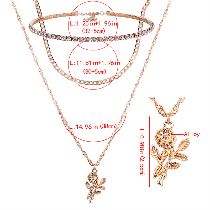 Fashion Gold Colour Flower Shape Decorated Necklace ( 3pcs),Jewelry Sets