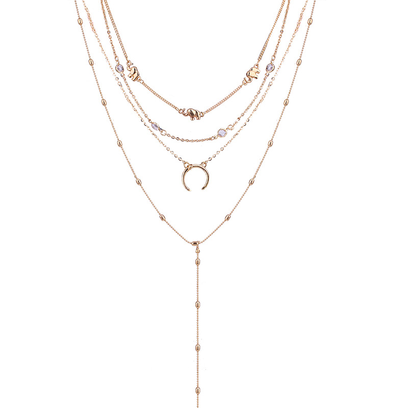 Fashion Gold Colour] Moon&elephant Shape Decorated Necklace,Jewelry Sets
