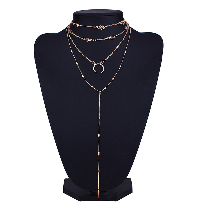 Fashion Gold Colour] Moon&elephant Shape Decorated Necklace,Jewelry Sets