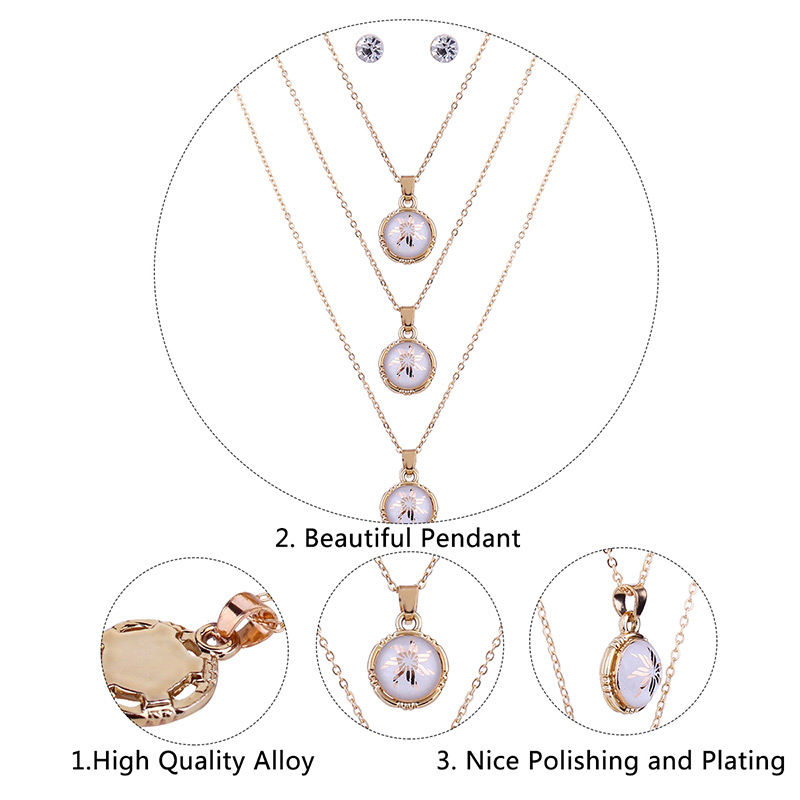 Fashion Gold Colour Flower Pattern Decorated Jewelry Set,Jewelry Sets