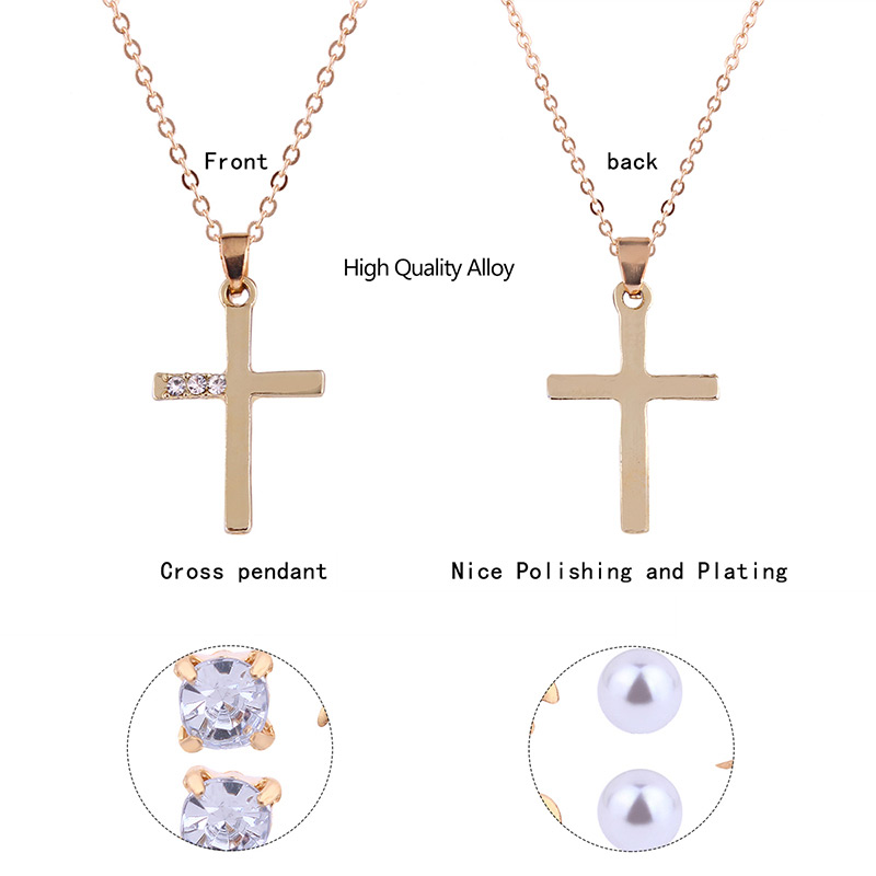 Fashion Gold Colour Cross Shape Decorated Jewelry Set ( 9 Pcs ),Jewelry Sets