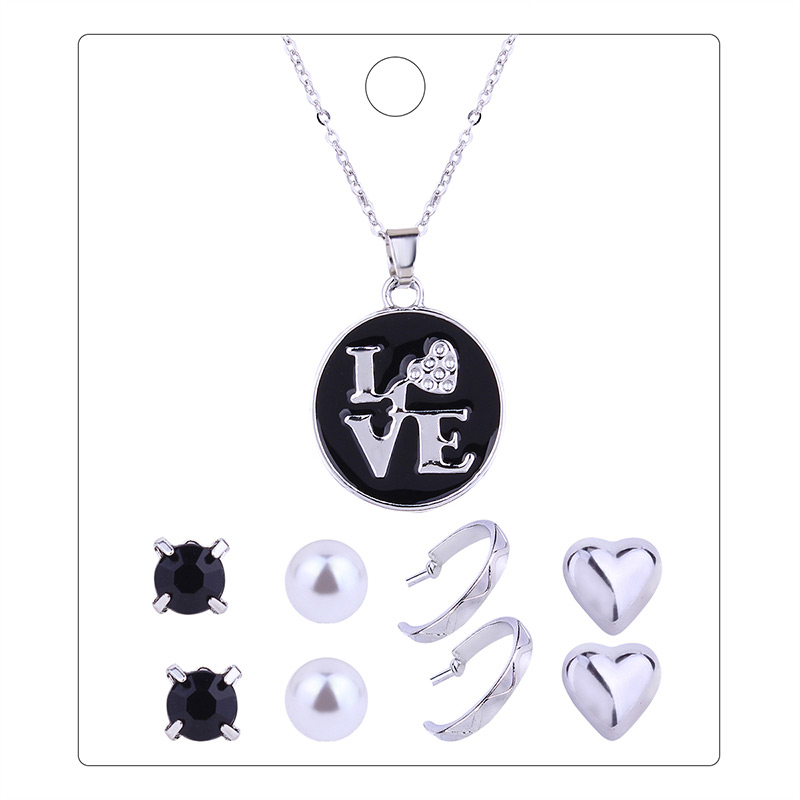 Fashion Silver Colour Letter Pattern Decorated Jewelry Set ( 9 Pcs ),Jewelry Sets