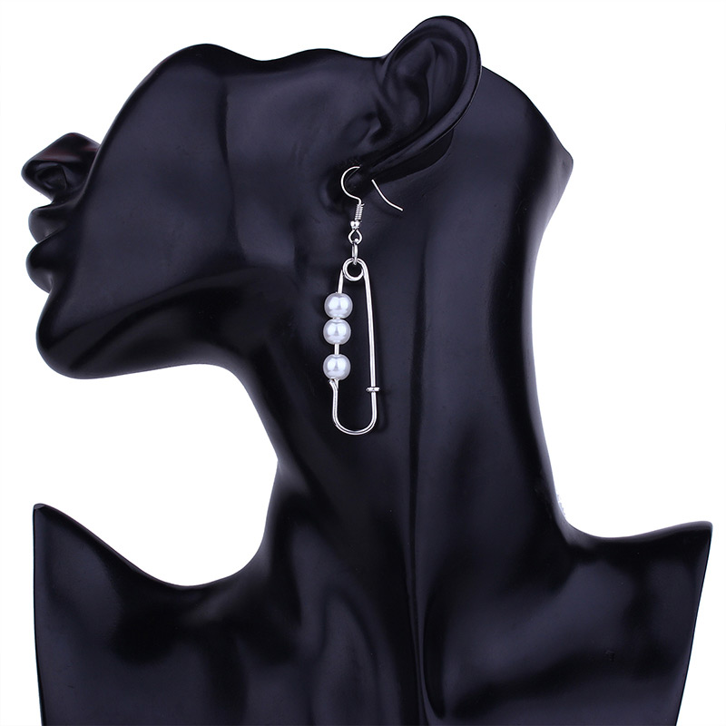 Fashion Silver Colour Pin Shape Decorated Earrings,Drop Earrings