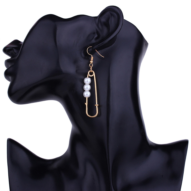 Fashion Gold Colour+white Pin Shape Decorated Earrings,Drop Earrings