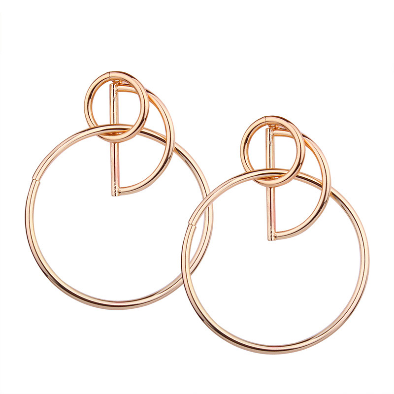 Fashion Gold Colour Circular Ring Shape Decorated Earrings,Drop Earrings