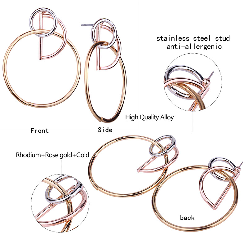 Fashion Gold Colour Circular Ring Shape Decorated Earrings,Drop Earrings
