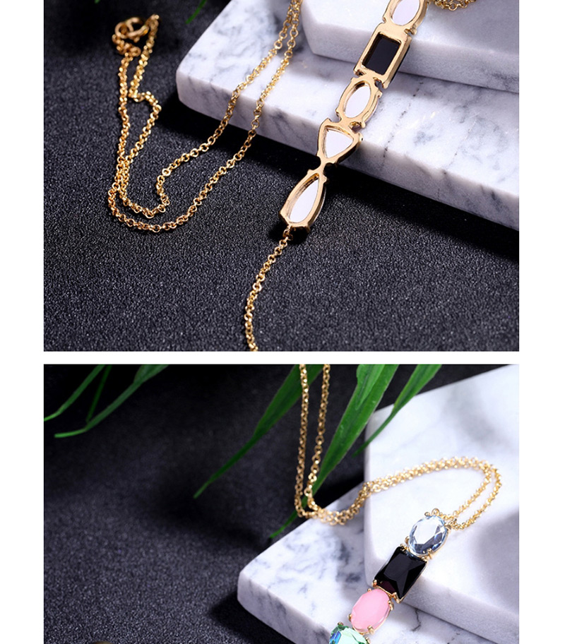 Fashion Gold Color Color Matching Decorated Necklace,Multi Strand Necklaces