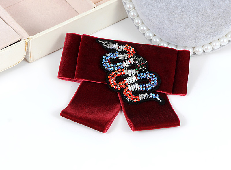 Fashion Black Snake Shape Decorated Bowknot Brooch,Korean Brooches