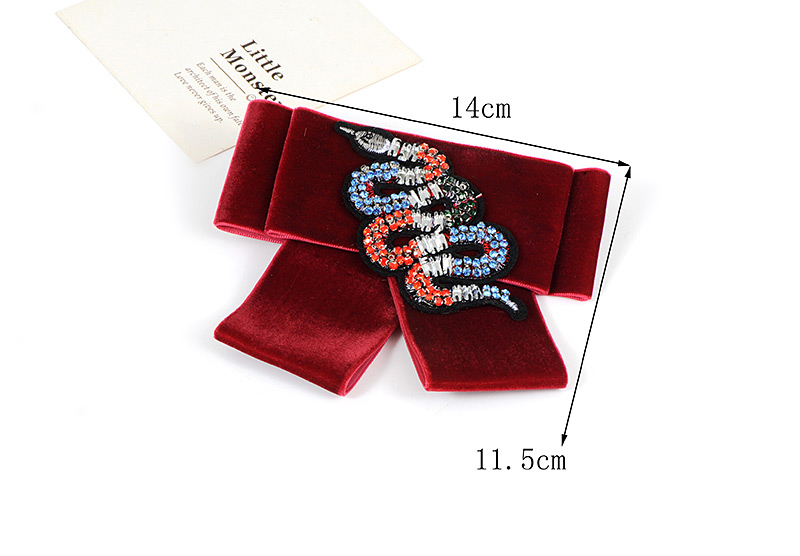 Fashion Claret Red Snake Shape Decorated Bowknot Brooch,Korean Brooches