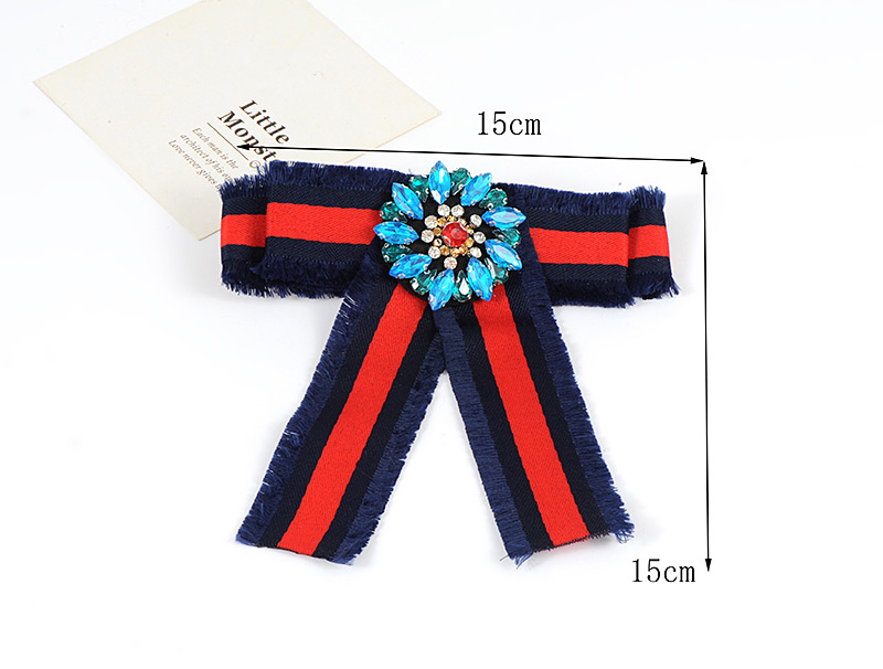 Trendy Navy+red+blue Flower Shape Decorated Bowknot Brooch,Korean Brooches