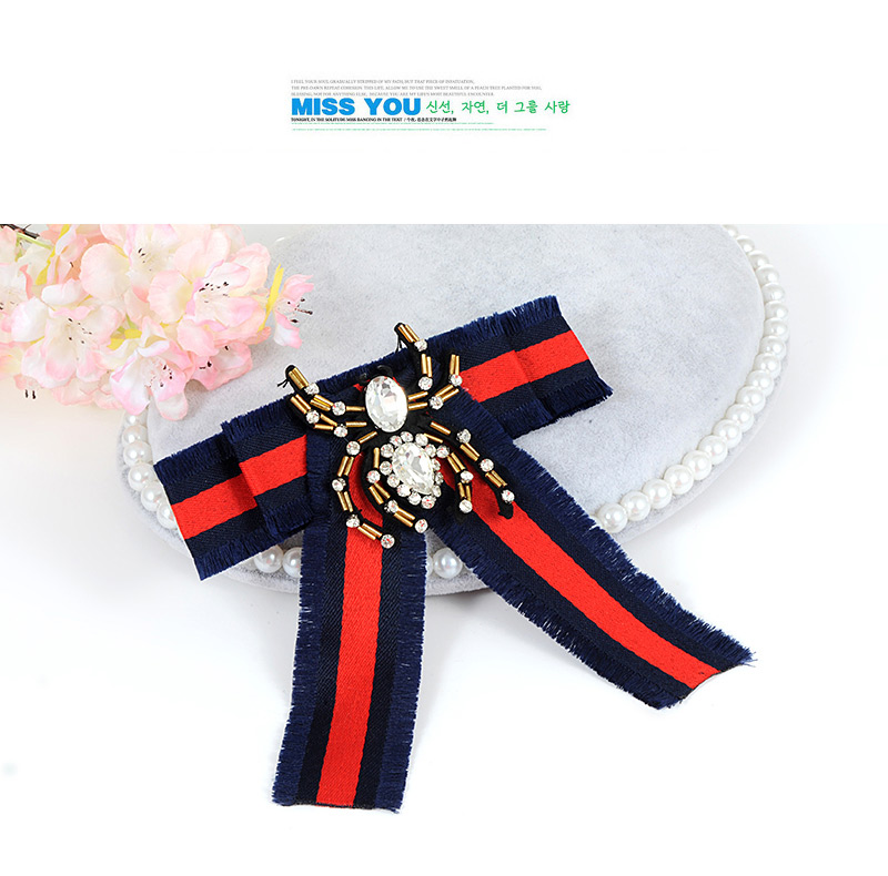 Trendy Blue+red Spider Shape Decorated Bowknot Brooch,Korean Brooches