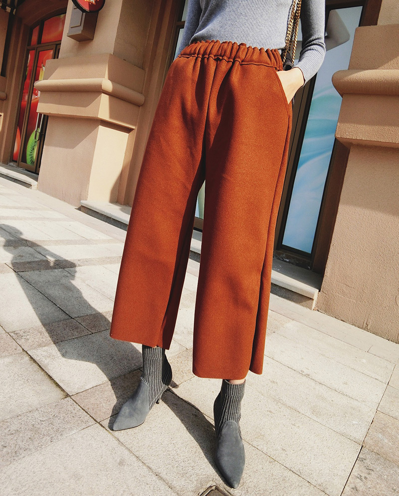 Fashion Brown Pure Color Decorated Trousers,Pants