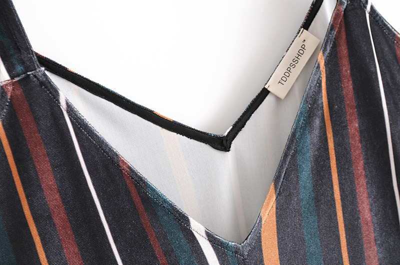 Trendy Multi-color Stripe Pattern Decorated V Neckline Vest,Tank Tops & Camis