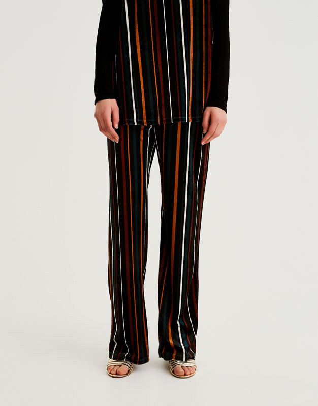Trendy Multi-color Stripe Pattern Decorated Trousers,Pants