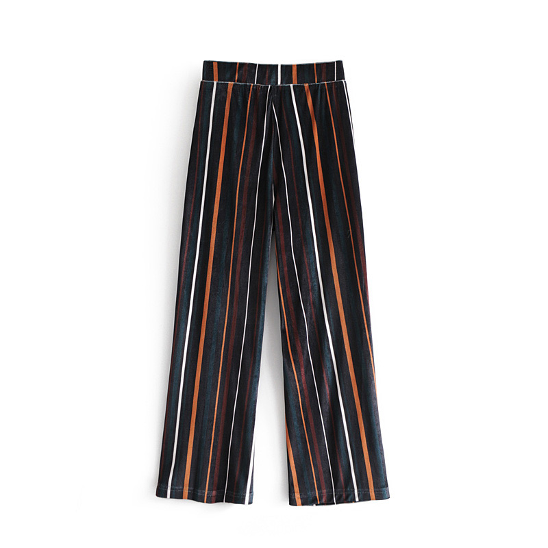 Trendy Multi-color Stripe Pattern Decorated Trousers,Pants
