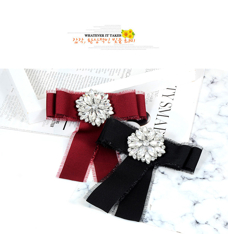 Fashion Black Flower Shape Decorated Bowknot Brooch,Korean Brooches
