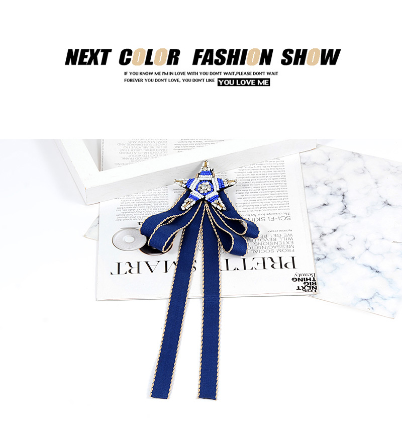 Fashion Blue Star Shape Decorated Bowknot Brooch,Korean Brooches