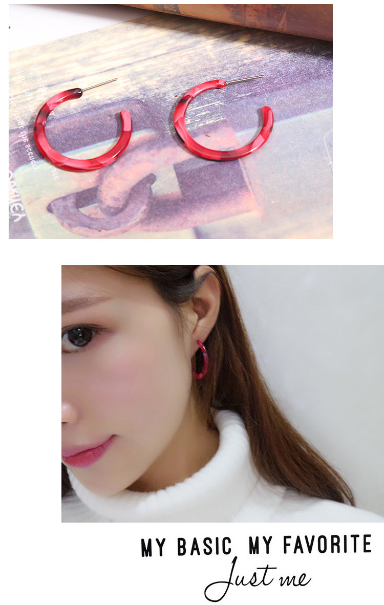 Fashion Red Circular Ring Shape Decorated Earrings,Stud Earrings