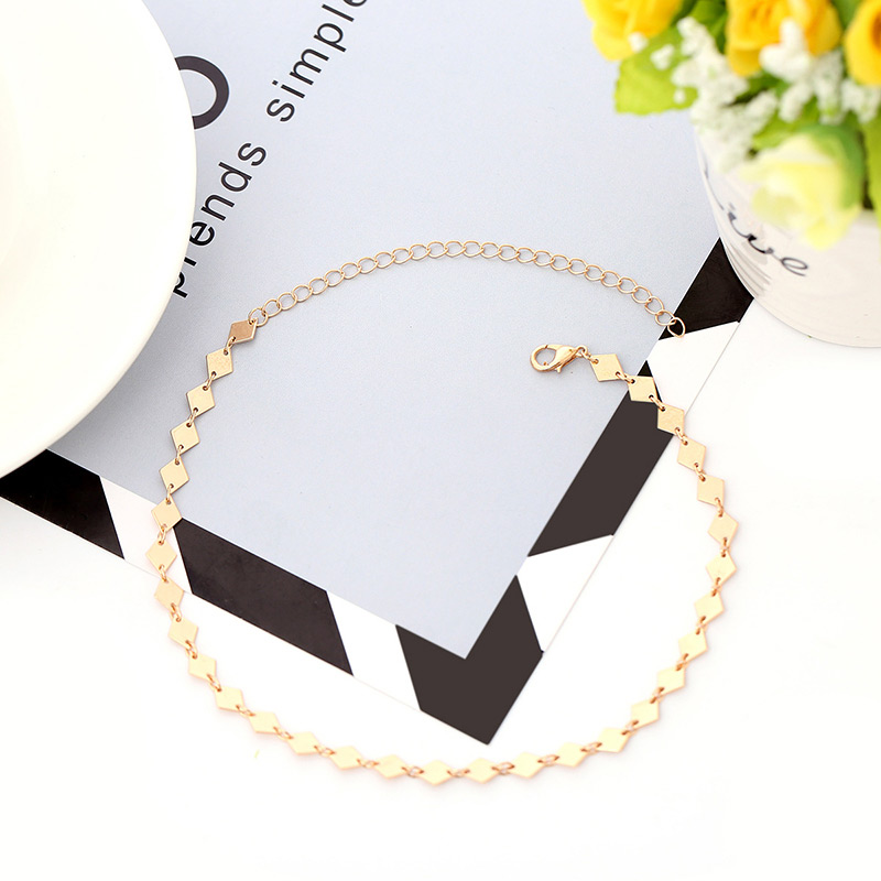 Fashion Gold Color Rhombus Shape Decorated Necklace,Chains