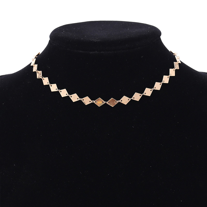 Fashion Silver Color Rhombus Shape Decorated Necklace,Chains