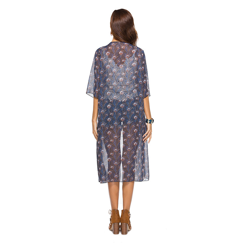 Fashion Brown Flower Pattern Decorated Smock,Sunscreen Shirts