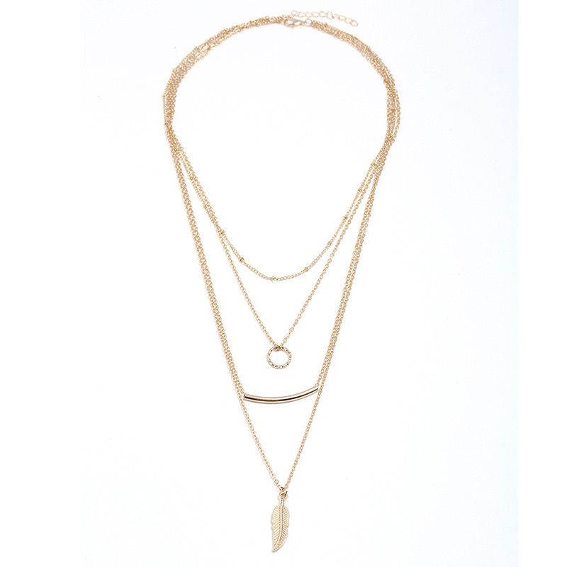 Elegant Gold Color Leaf Shape Decorated Necklace,Pendants
