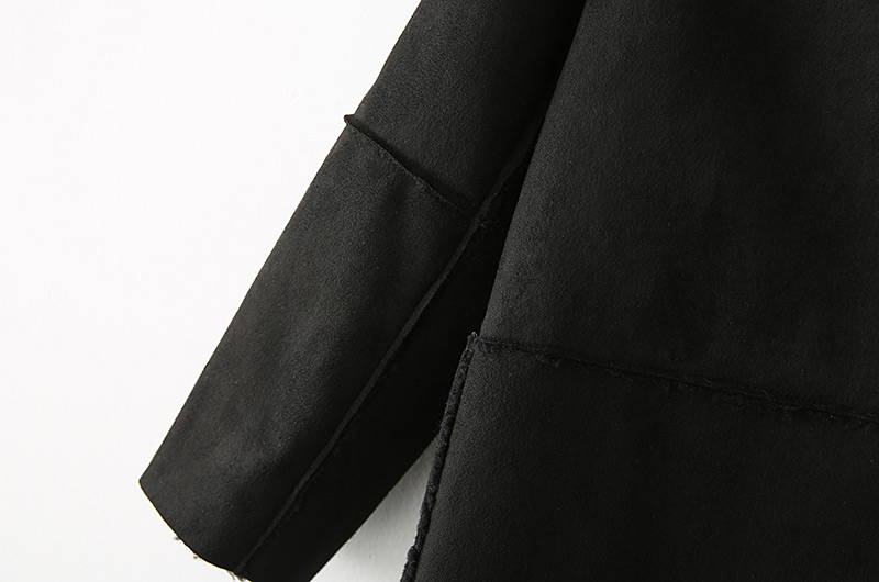 Fashion Black Color Matching Decorated Coat,Coat-Jacket