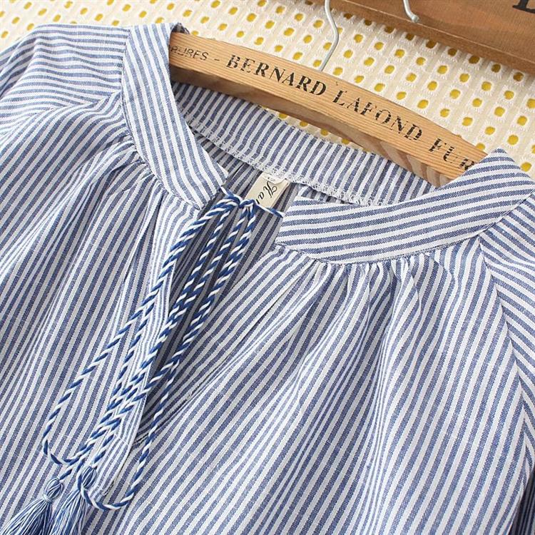 Fashion Blue Stripe Pattern Decorated Shirt,Tank Tops & Camis
